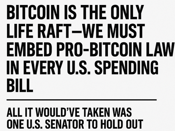 We Must Embed Pro-Bitcoin Laws into Every U.S. Spending Bill